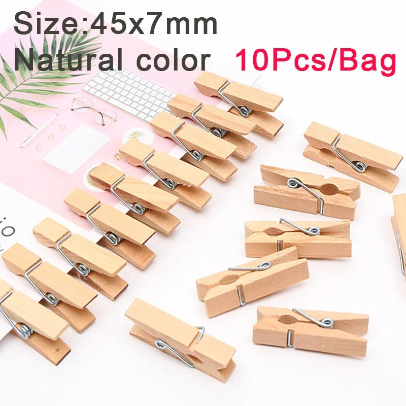 Colorful Natural Wooden Clips for Crafts, Photos, and DIY Projects