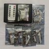 A kit containing various LED lighting components and a timer for building sets.