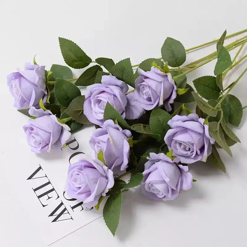 Realistic Velvet Artificial Roses – 20" Stems for Weddings & Home Décor
