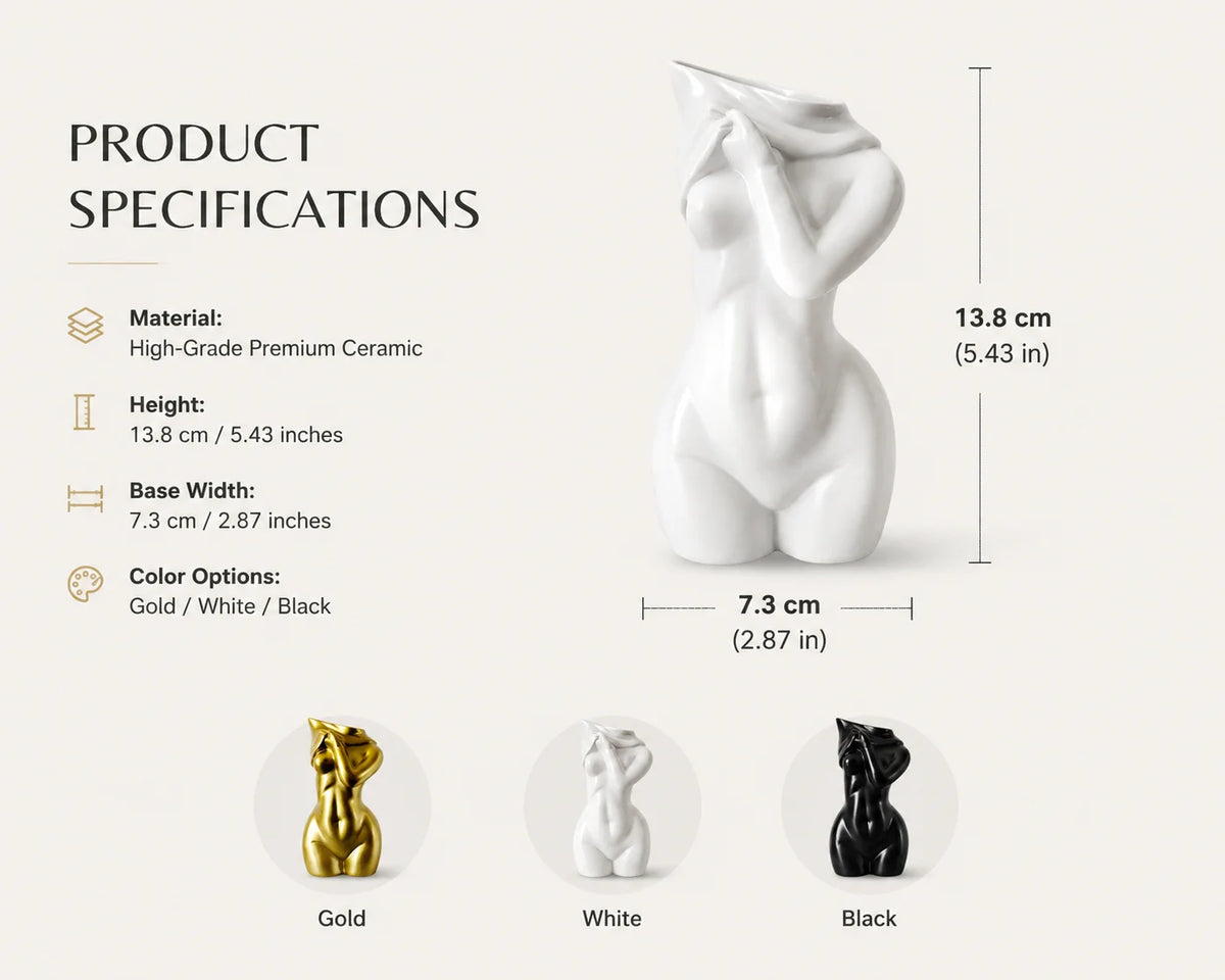 Abstract Female Torso Resin Vase