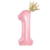 Pastel Pink Foil Number Balloons (0-9) for Birthday Party Decorations