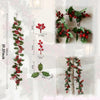 Artificial red berry holly Christmas garland featuring green leaves and red berries