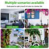 Multiple scenarios showing vintage iron wall hooks for plant and garden decor in a living room, garden, balcony, and patio.