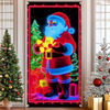 Merry Christmas Party Decoration Door Cover with Santa, Snowman & Reindeer Design