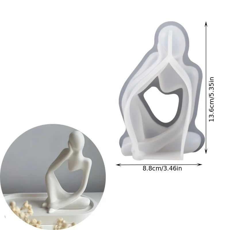 A translucent silicone mold shaped like a stylized human figure for resin art and crafting.