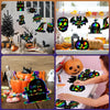 A set of Halloween rainbow scratch art cards for kids featuring spooky designs and pumpkins.