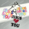 Jesus liebt dich Acryl-Anhänger mit geschichteter Schrift und Herzform
