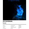 Album cover art for the psychodrama album by Dave featuring blue flames and text.