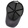 Black breathable mesh baseball cap with a perforated pattern