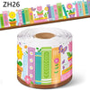 Roll of decorative sticker border featuring colorful books, flowers, and butterflies for a bookshelf