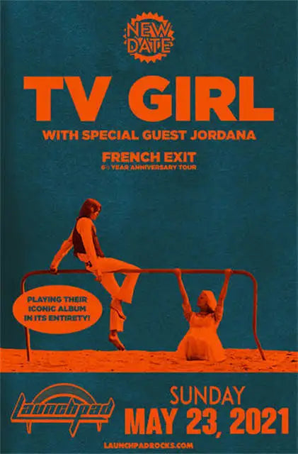 Album art for TV Girl with special guest Jordana featuring a woman playing their iconic album in its entirety