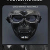 A black skeleton protective mask for motorcycle or bicycle, showing details of the shock absorbing sponge and thickening mate