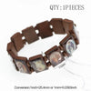Natural wooden rosary bracelet featuring charms of the Virgin Mary and Jesus