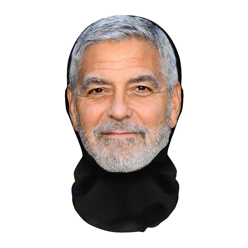 A realistic full-face cosplay mask of a man with gray hair and a beard, shown against a white background.