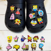 A collection of SpongeBob SquarePants themed shoe charms featuring characters like SpongeBob, Patrick, and Squidward.