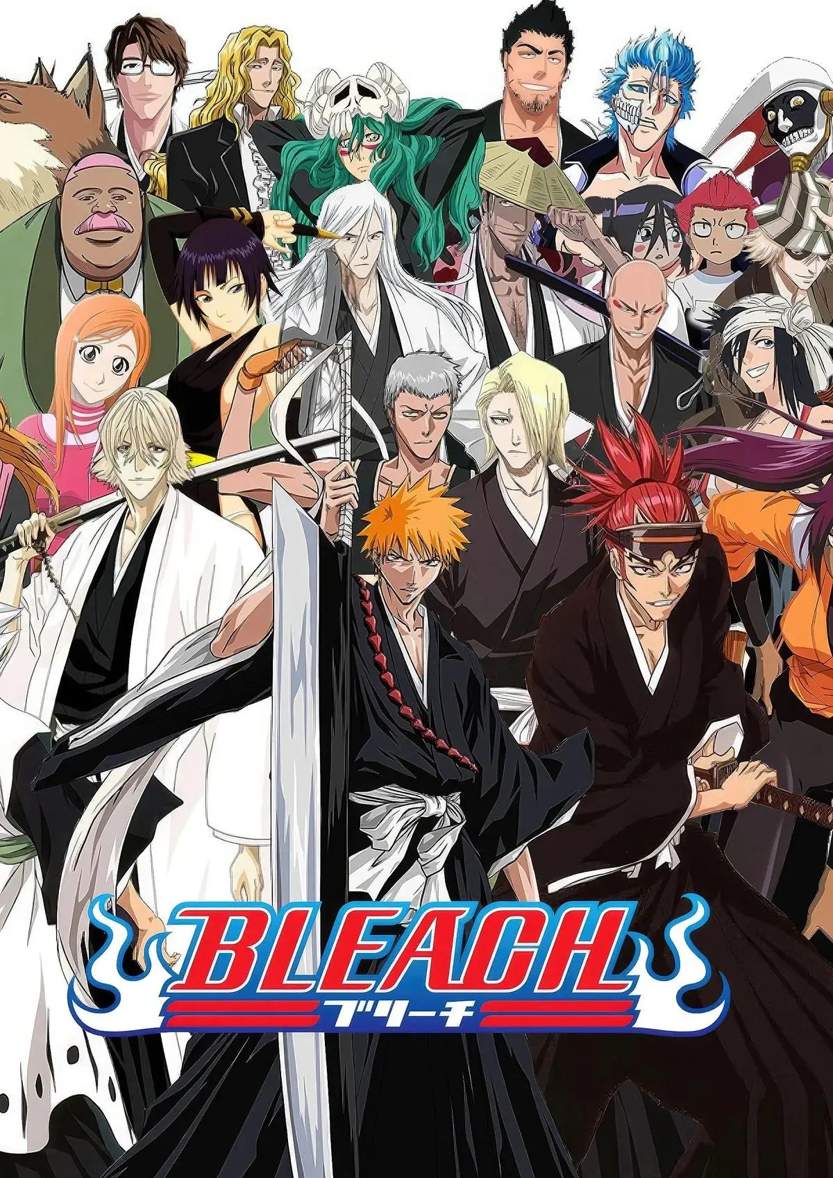 Anime Bleach Wandkunst Leinendruck mit mehreren Charakteren in traditioneller Kleidung