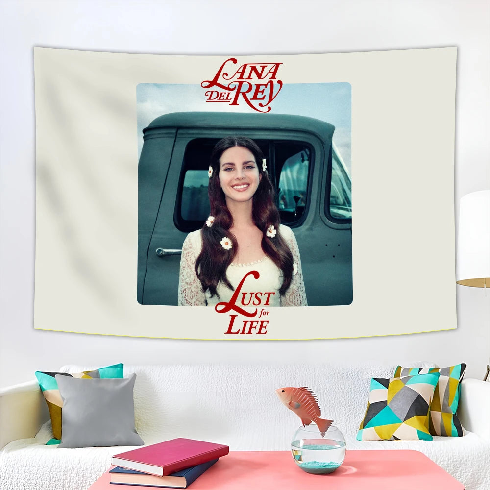 Póster con retrato de Lana Del Rey y el texto 'Lust for Life'