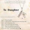 Silver book necklace with an engraved message inside the back cover
