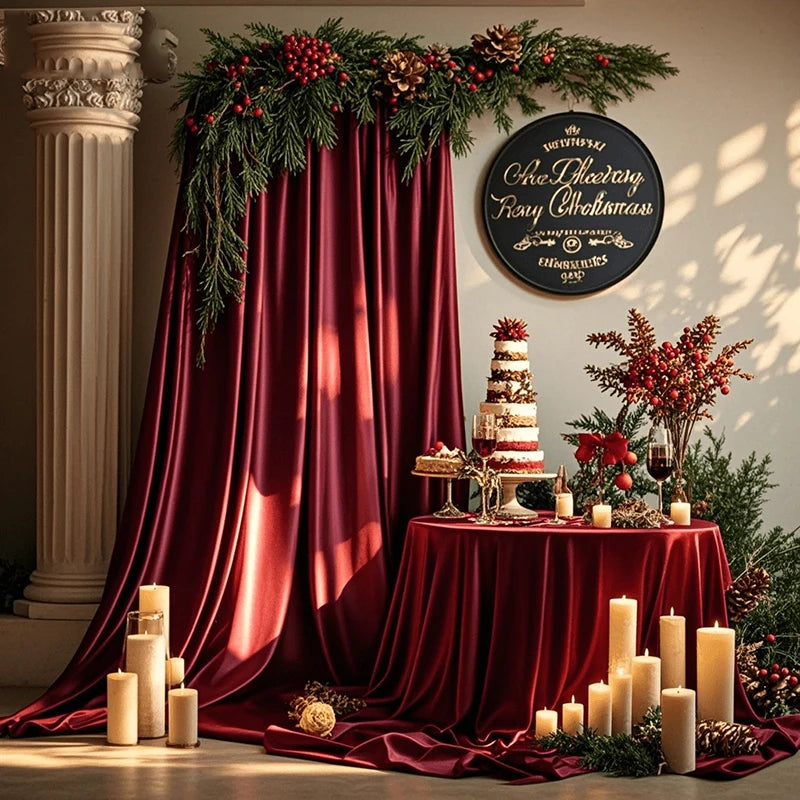 Elegant Satin Backdrop Curtain for Weddings and Events