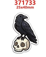 A black bird silhouette on a white background, used as a cartoon word resin flatback charm.