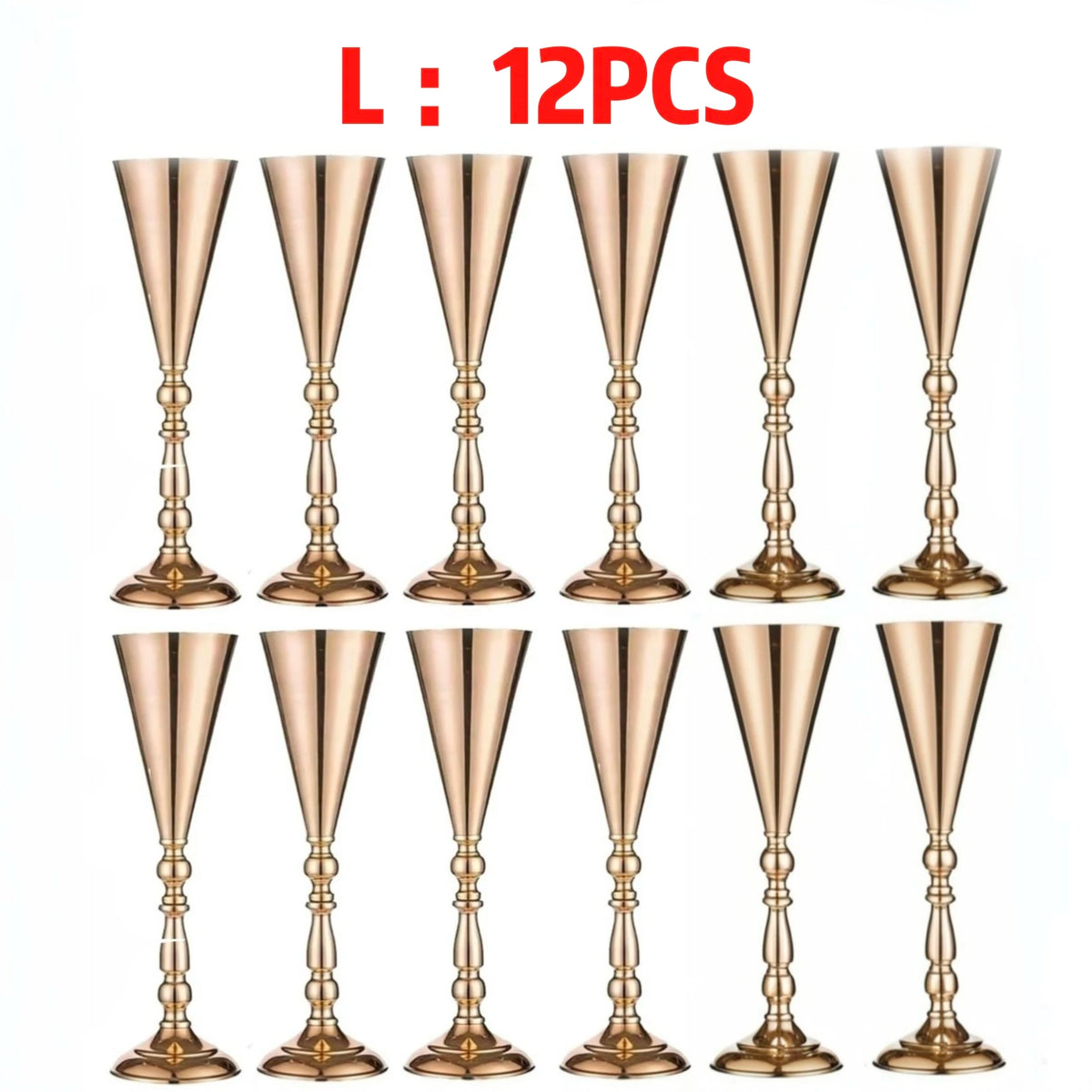 Gold Trumpet Vase Metal Flower Holder for Weddings & Home Decor