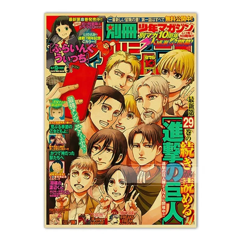 A collage of anime posters featuring JoJo, Jujutsu Kaisen, and Demon Slayer characters.