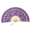 Purple vintage lace hand fan with a sunburst straw pendant and tassel