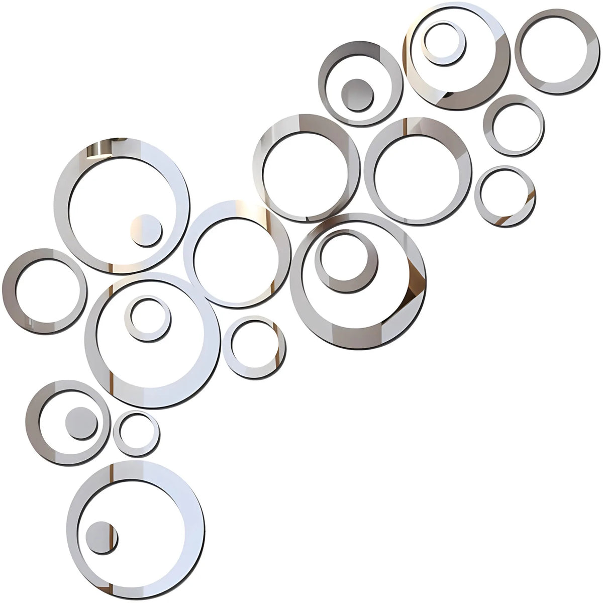 Set of 24 Gold & Silver Mirror Circle Wall Stickers