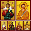 A set of four religious icons depicting Jesus Christ in various poses and styles.
