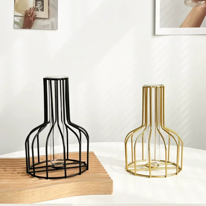 Handcrafted Iron Hollow Vase for Flower Arrangements