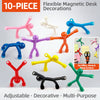 Ten flexible magnetic desk decorations shaped like human figures in various colors