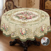 Vintage rose floral tablecloth featuring elegant round and rectangular designs for home and outdoor use