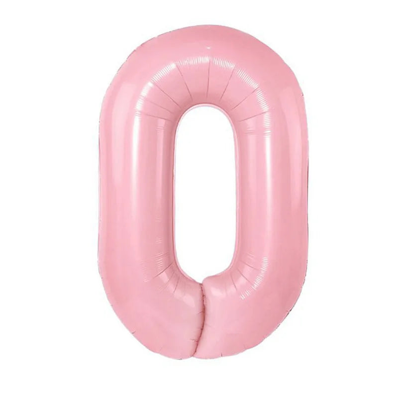 Pastel Pink Foil Number Balloons (0-9) for Birthday Party Decorations
