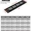 Diagram showing various sizes of aluminum alloy rectangular ventilation grilles with dimensions for different models