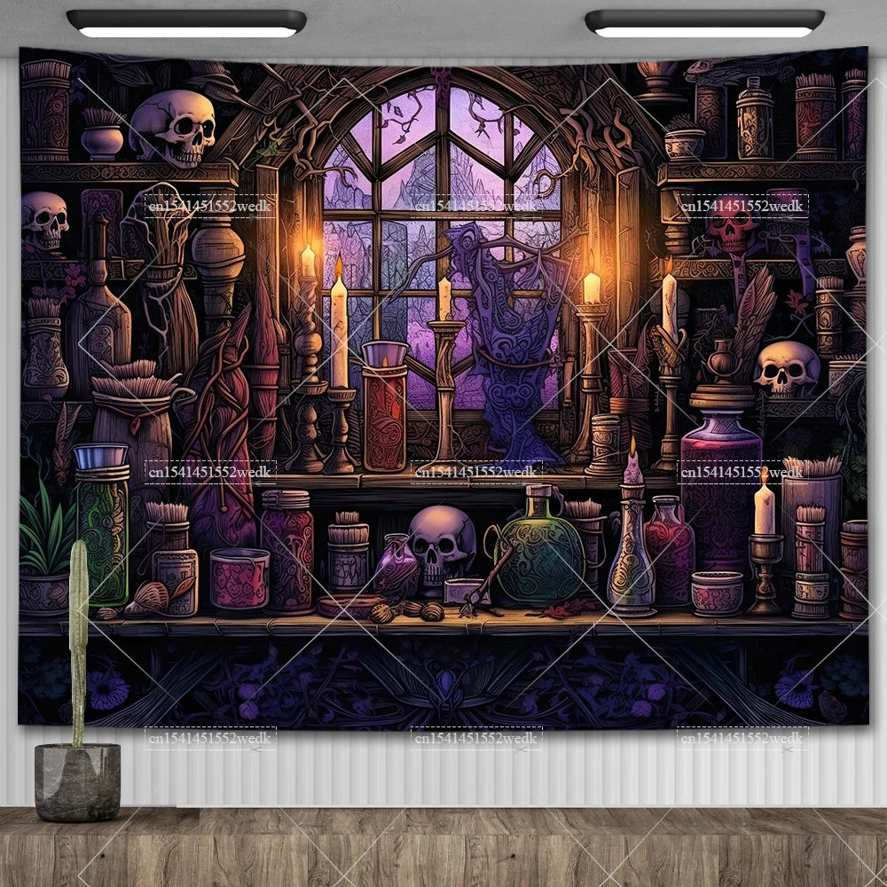 Enchanted Library Staircase Tapestry Wall Hanging