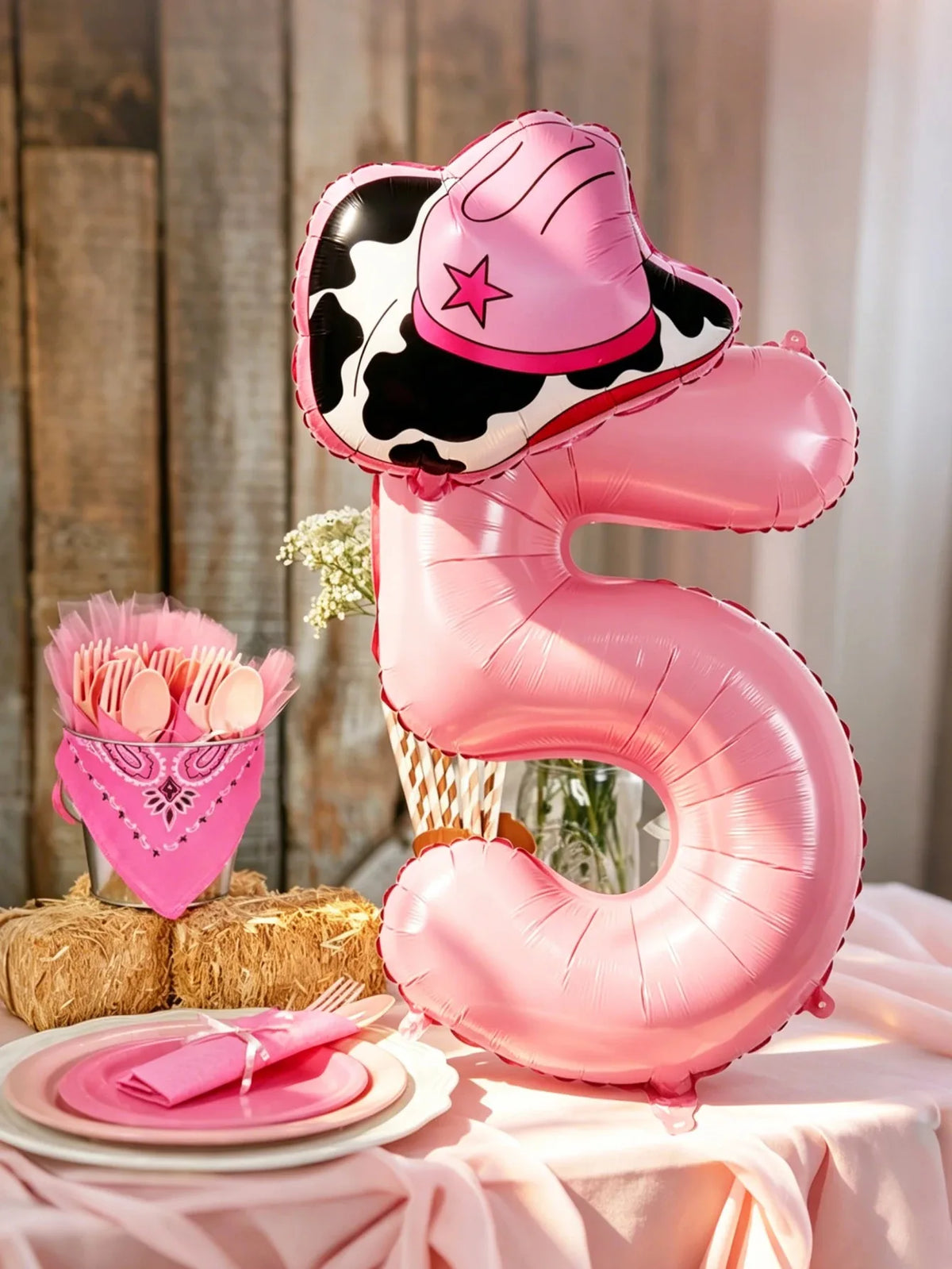 40-Inch Cowboy Cow Number Foil Balloon Set
