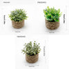 Artificial potted plant in a woven natural fiber pot with green foliage