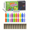 A set of colorful plastic bottles used for a bottle collision guessing game with matching colors