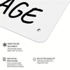 A white metal wall sign with the word AGE engraved on it, showing details about high color accuracy and fine detail processin