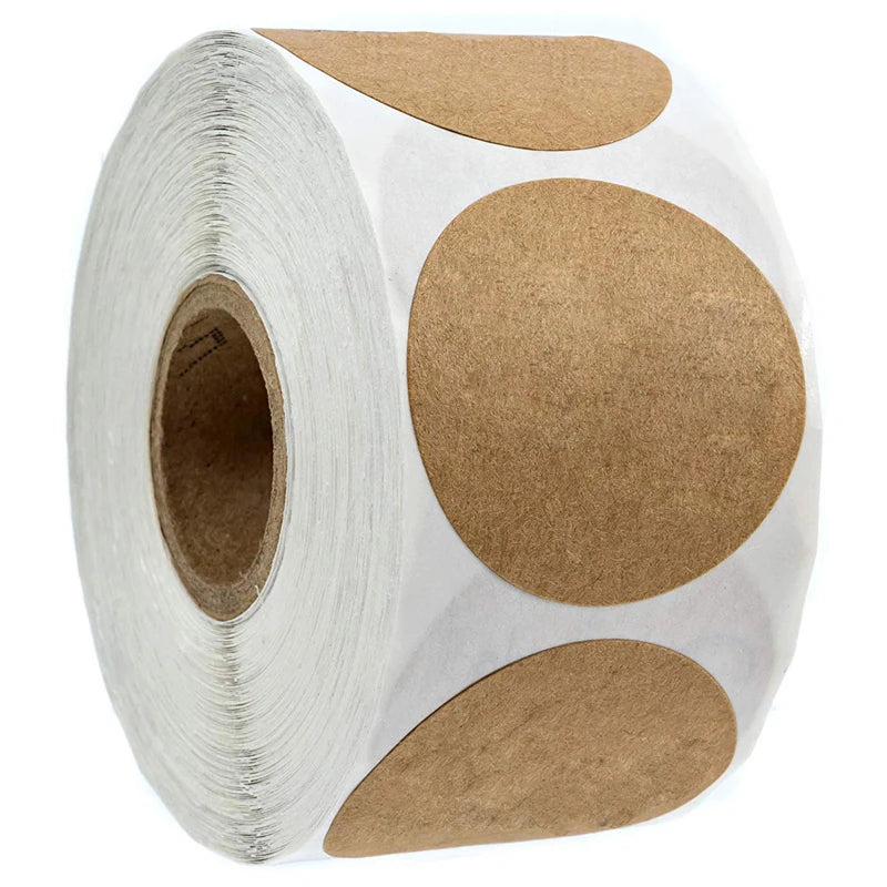 Roll of kraft paper thank you stickers with round cutouts for small business packaging