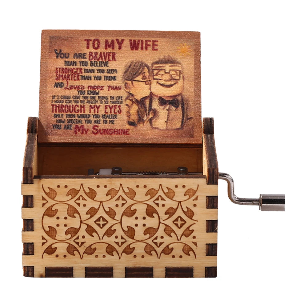 Retro Hand-Cranked Wooden Music Box