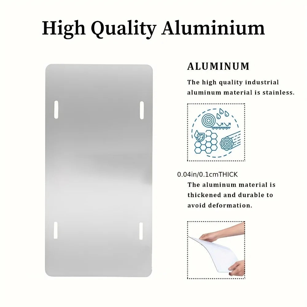 A rectangular piece of high quality aluminum material used for making signs and wall décor.