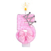 Pink bow crown number birthday candles set shaped like the number 5