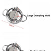 Stainless steel dumpling mold with a crimped edge shown in two sizes, large and medium.
