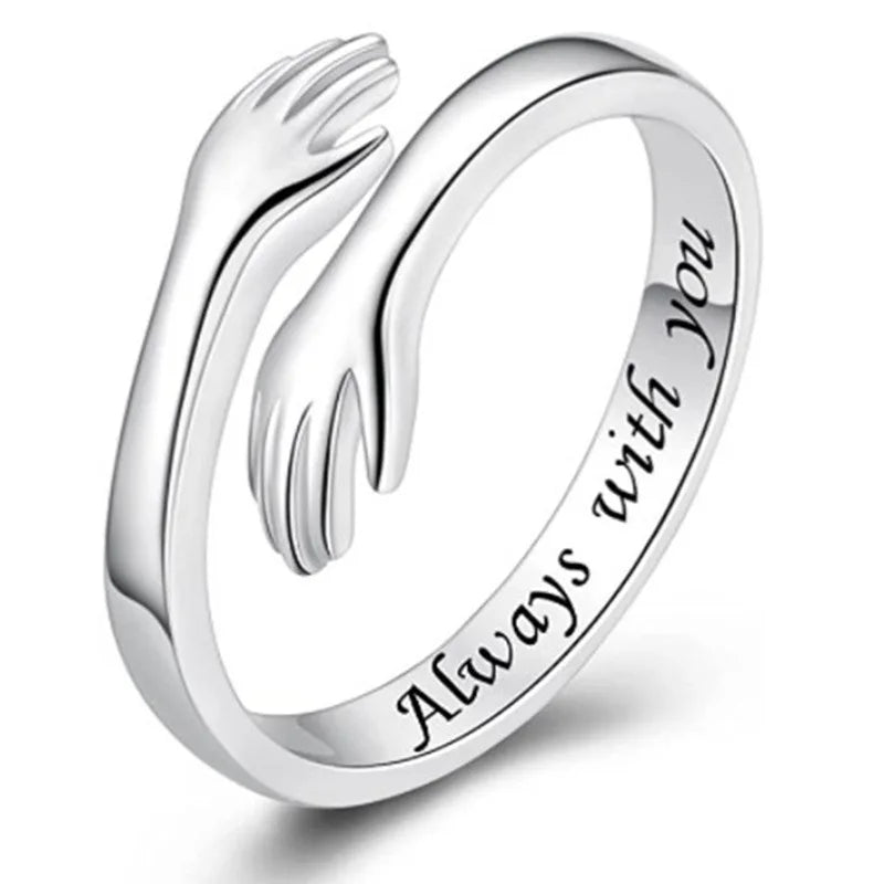Open Design Hug Ring with Embracing Hands for Women