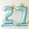 Large blue foil number balloon shaped like 27 for party and event decor