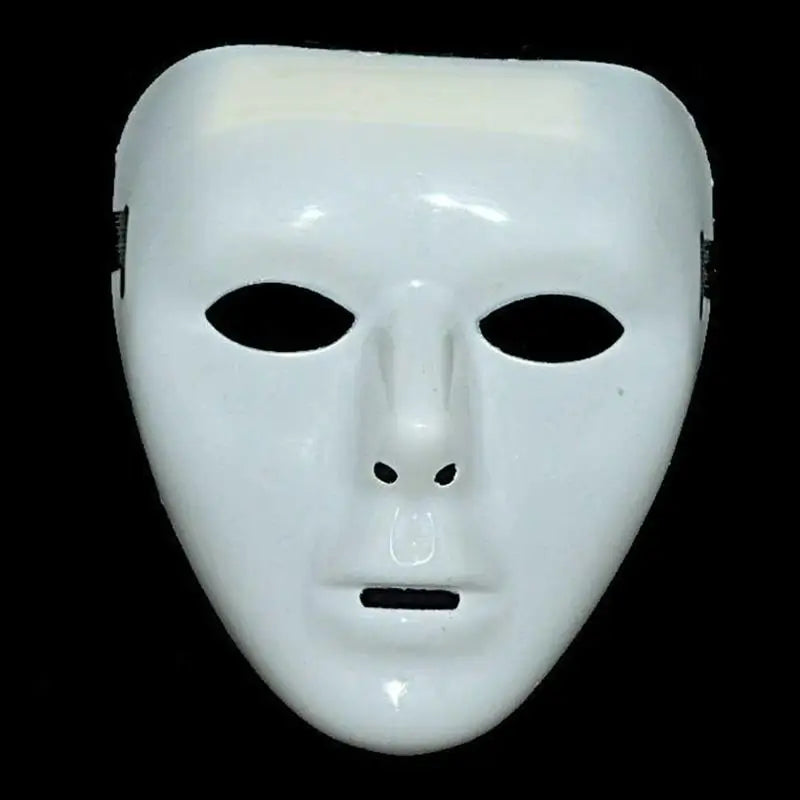 A white performance mask for dance or cosplay, shown from the front.