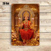 2D flat metal Durga Lakshmi wall art statue depicting a goddess in ornate traditional attire and jewelry.