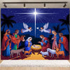 Starry Night Nativity Scene Backdrop for Christmas Celebrations