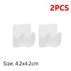 A set of two white self-adhesive curtain rod brackets with adjustable clips, measuring 4.2x4.2cm each.